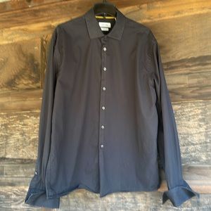 Calvin Klein dress shirt in heavy charcoal black cotton with French double cuffs